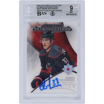 Andrei Svechnikov Carolina Hurricanes signierte 2018-19 Upper Deck Ultimate Collection Ultimate Introductions #UI-43 Beckett Fanatics bezeugte authentifizierte 9/10 Rookie-Karte Image