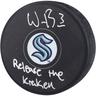 "Will Borgen Seattle Kraken Autographed Hockey Puck with ""Release The Kraken"" Inscription"