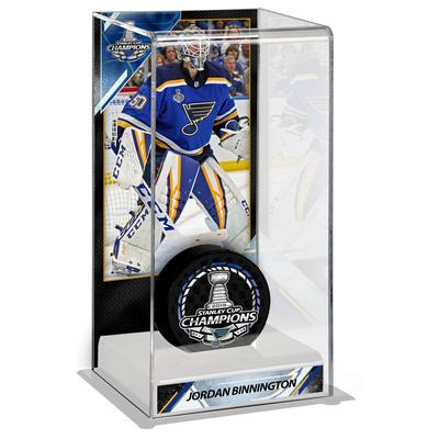 Jordan Binnington St. Louis Blues 2019 Stanley Cup Champions Logo Deluxe Große Hockey-Puck-Hülle Image
