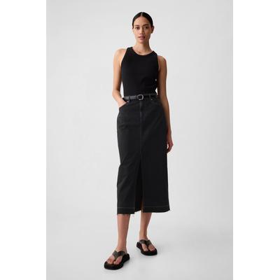 Gap Womens Black Denim Midi Skirt - Black