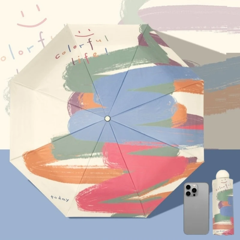 Mini-UV-Regenschirm, kleine Sonnentasche, Reise-Regenschirm, Vinyl, faltbarer Regenschirm, UV-Schutz, Sonnenschutz, Taschen-Sonnenschirm, Kapsel Image