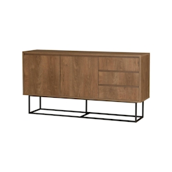 Dmora Konsolentisch Dicesar, Ausziehbarer Mehrzwecktisch, Eingangskonsole, Regal mit Erweiterungen, 140x36h72 cm, Walnuss und Schwarz Image