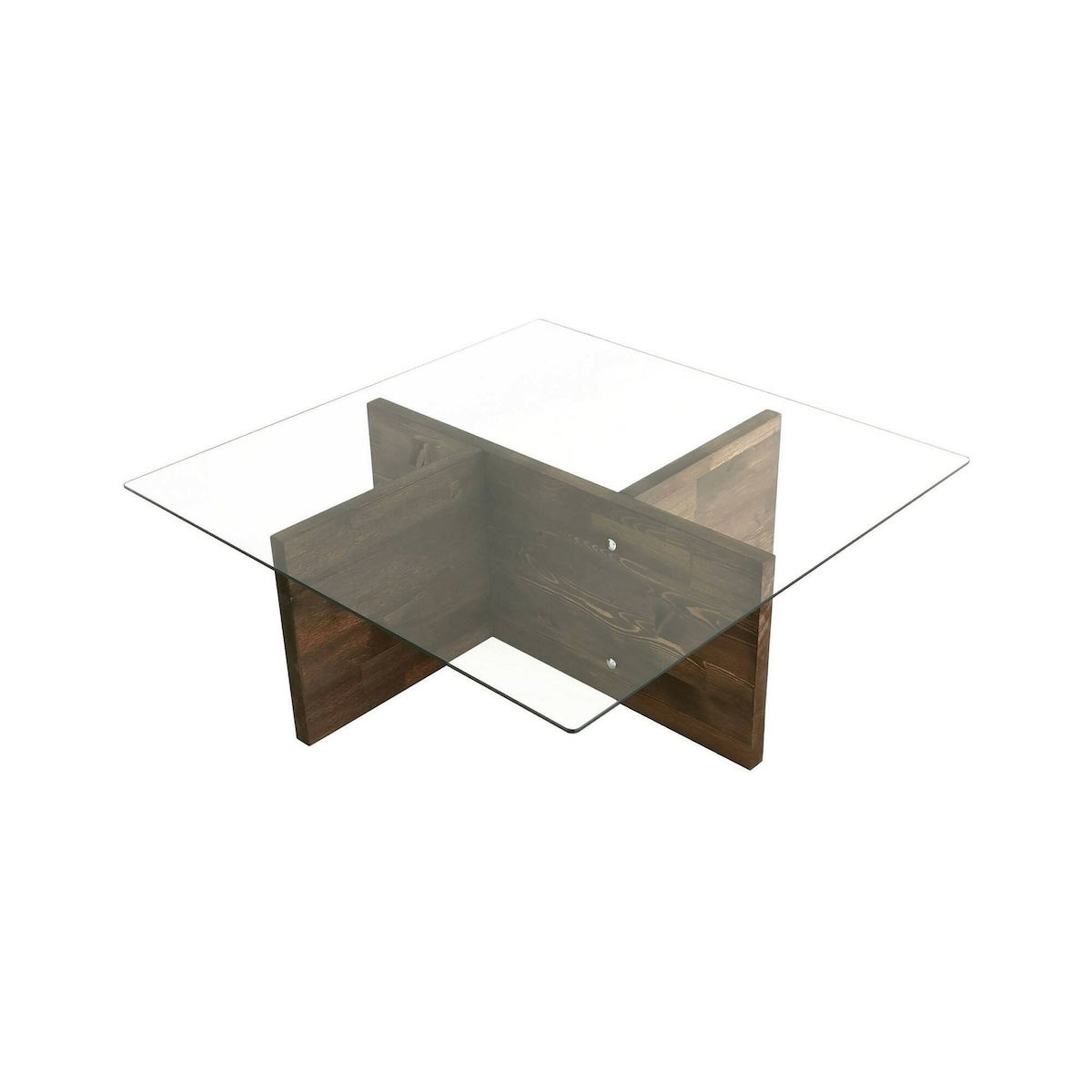 Dmora Wohnzimmertisch Dharasli, Niedriger Wohnzimmertisch, Kaffeeregal, Couchtisch für Sofa, 90x90h35 cm, Nussbaum Image