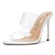 Castamere Womens High Heels Peep-Toe Slip-on Sandals Transparent Stilettos 3.9IN Heel White Shoes UK 4.5