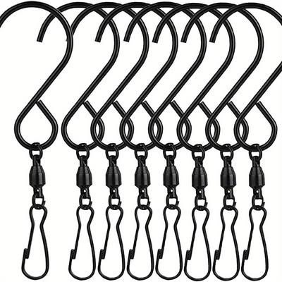 TEMU 8pcs -type Stainless Steel Swivel Hooks, With 360 Degree Rotating Bearing Clips, For Hanging Wind Chimes, Bird Feeders, Crystal , Party Supplies Image