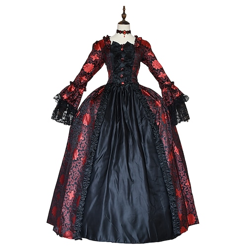 ancien Rococo Renaissance Maxi Robe Normal Juliette Cendrillon Princesse Col carré Déguisement Royal Halloween Carnaval Mascarad