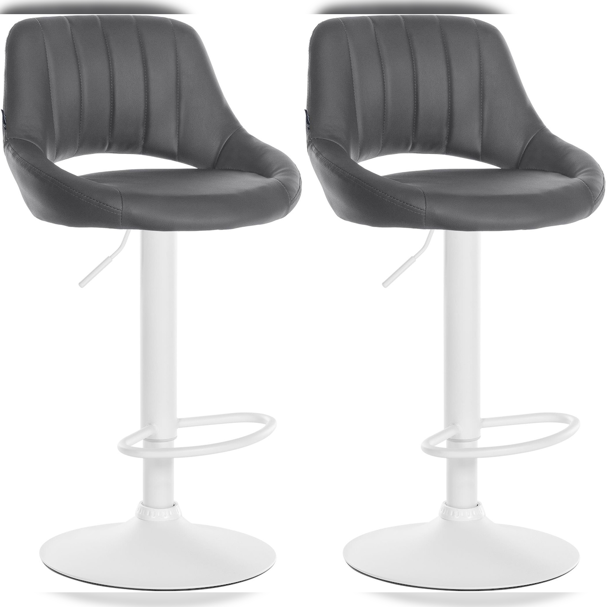 CLP 2er Set Barhocker Milet Kunstleder grau/Metall matt weiss Image