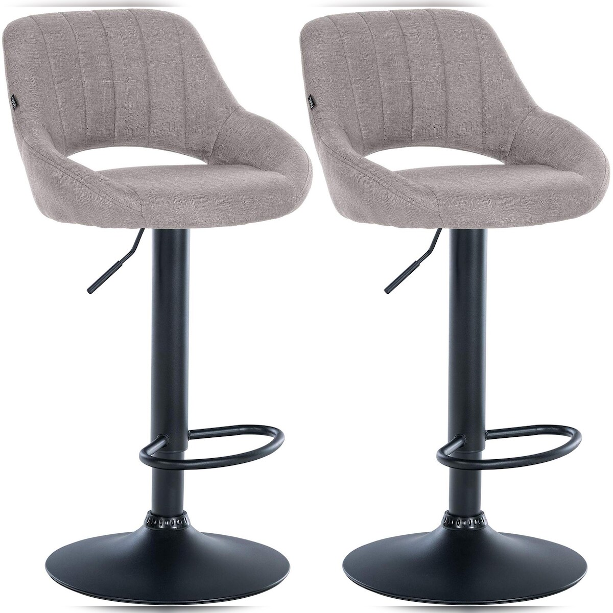 CLP 2er Set Barhocker Milet Stoff grau/Metall matt schwarz Image