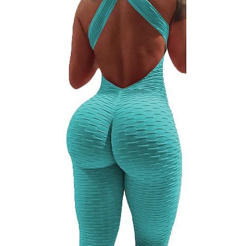 Per donna Tuta da Ginnastica Tuta da allenamento Tutina Retro incrociato Tinta unica Leggings Body Pagliaccetto Estate Primavera Nero Bianco Spandex Allenamento in Palestra Fitness Yoga Vita Alta