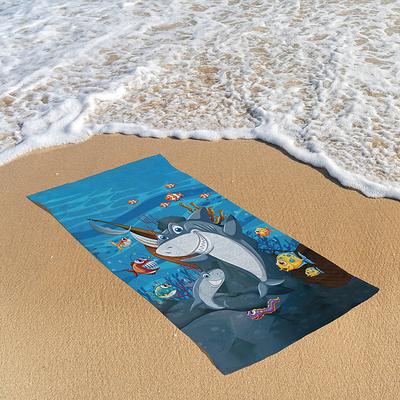 Beach Towel 100% Micro Fiber Underwater Shark Large Swim Towel for Teens Adults, Quick-Dry, Absorbent, Soft Lightwieght for Outdoor Travel 80x150cm