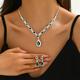 Bridal Jewelry Sets Two-piece Suit Imitation Diamond 1 Necklace Earrings Women's Dainty Sweet Lovely Classic Precious Pear Diamond Water Drop Jewelry Set For Wedding Gift
