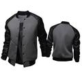 Per uomo Giubbotto bomber Giacca di transizione Giacca College Allenamento Vacanza Maniche in pelle Primavera Autunno Tinta unica Essenziale Regolare Nero Bianco Grigio chiaro Grigio scuro Giacca
