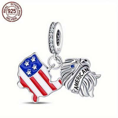1pc 925 Sterling Silver American - American Bald Eagle Pendant Suitable For Original 3mm Bracelets And Bracelets, Women's Fashionable Beads, Exquisite Jewelry Diy Gift, Silver Weight 3g