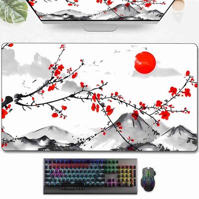 TEMU 1pc Japanese Painting Cherry Mouse Pad, Desk Mat Large Computer Keyboard Pad, Anime Game Mouse Pad Laptop Office Non-slip Mouse Pad, Compatible For Trading Card Game Board Card Game Play Mat