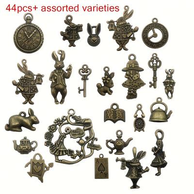 44pcs Antique Royal Style Pendant Charms, Cute Cartoon Tea Party Theme Charms, For Jewelry Making Diy Supplies