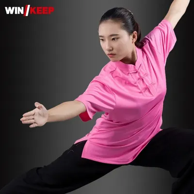 Summer Breathable Silk Short Sleeve Kung Fu Shirts Wing Chun Training Vintage Sport Tops Martial