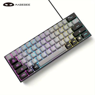 Ts91 Wired Mechanical Touch Keyboard, Game Office Universal Keyboard 61 Keys Small Portable Keyboard Rgb Backlight Effect, Mix And Match Color Keyboard (grey Black)