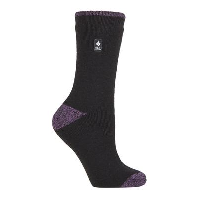 Heat Holders Lite - Isolierte Thermosocken für Damen | Mehrere Designs einschließlich Argyle Streifen Herzen Sterne | Warme Socken für Winter - Schwarz / Lila H&T (Teneriffa) Image