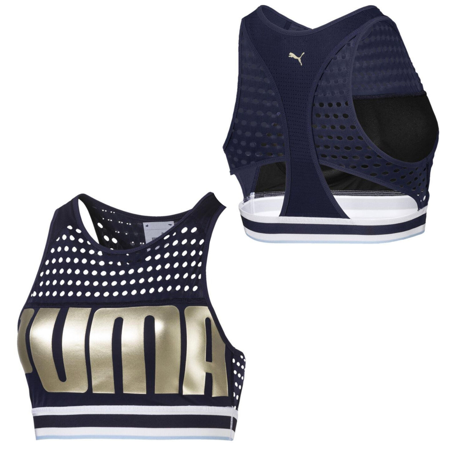 Puma Sport Training Crop Top Womens Navy Bra 517091 02 Image