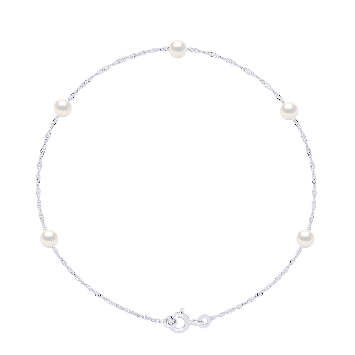 Ateliers Saint Germain Womens Bracelet - 5 Real Cultured Freshwater Pearls Round 4-5 mm - White White Gold - One Size