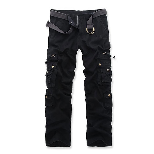 Herren Cargohose Cargohosen Cargohose Hose Hosen Taktisch Arbeitshose Multi Pocket Pattentasche Glatt In voller Länge Arbeit Freizeitskleidung Klassisch Taktisch Schwarz Armeegrün Image