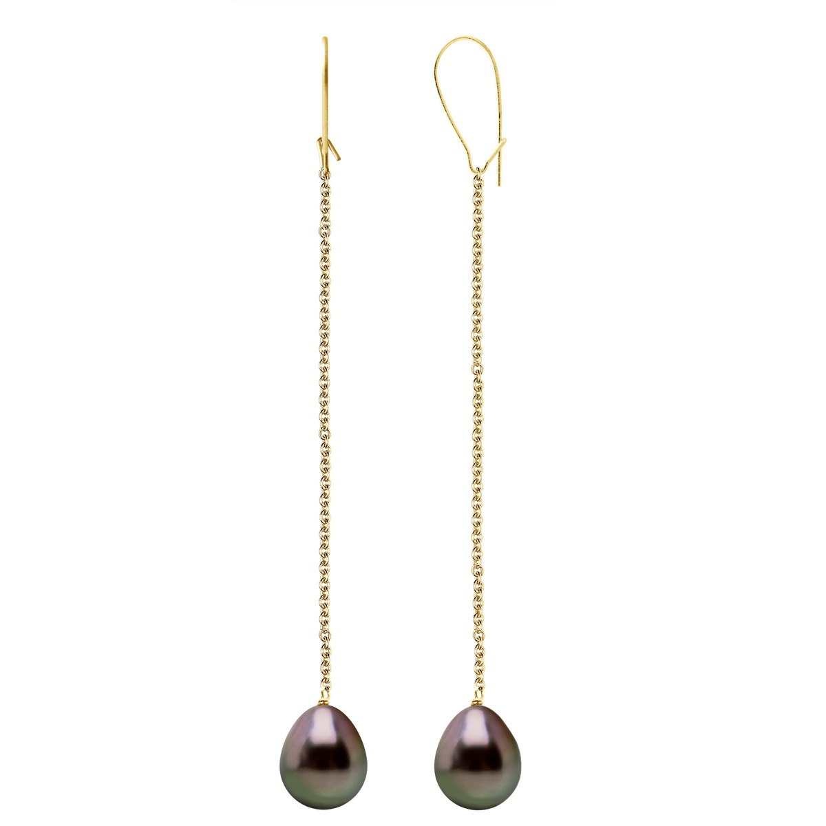 Ateliers Saint Germain Womens Earrings Real Cultured Tahiti Pearls Pear 10-11 mm - Yellow Gold - One Size