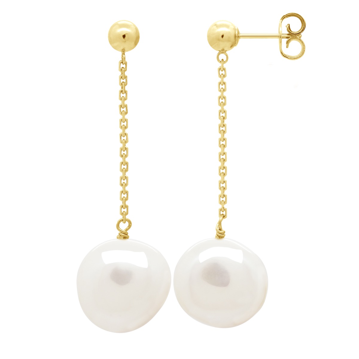 Ateliers Saint Germain Womens Earrings Real Cultured Freshwater Pearls Baroque 11-12 mm - White Gold - One Size