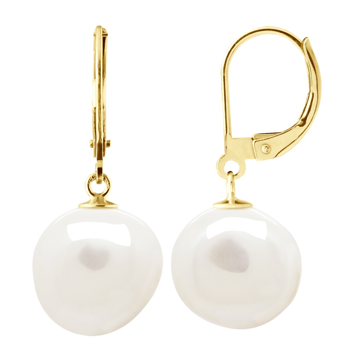 Ateliers Saint Germain Womens Earrings Yellow Gold - Real Cultured Freshwater Pearls Baroque 12-13 mm - One Size