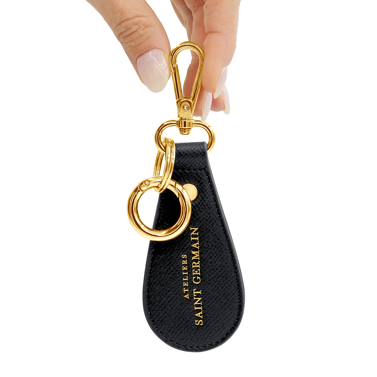 Ateliers Saint Germain Womens Key Ring - Black Leather - One Size | Ateliers Saint Germain Sale | Discount Designer Brands