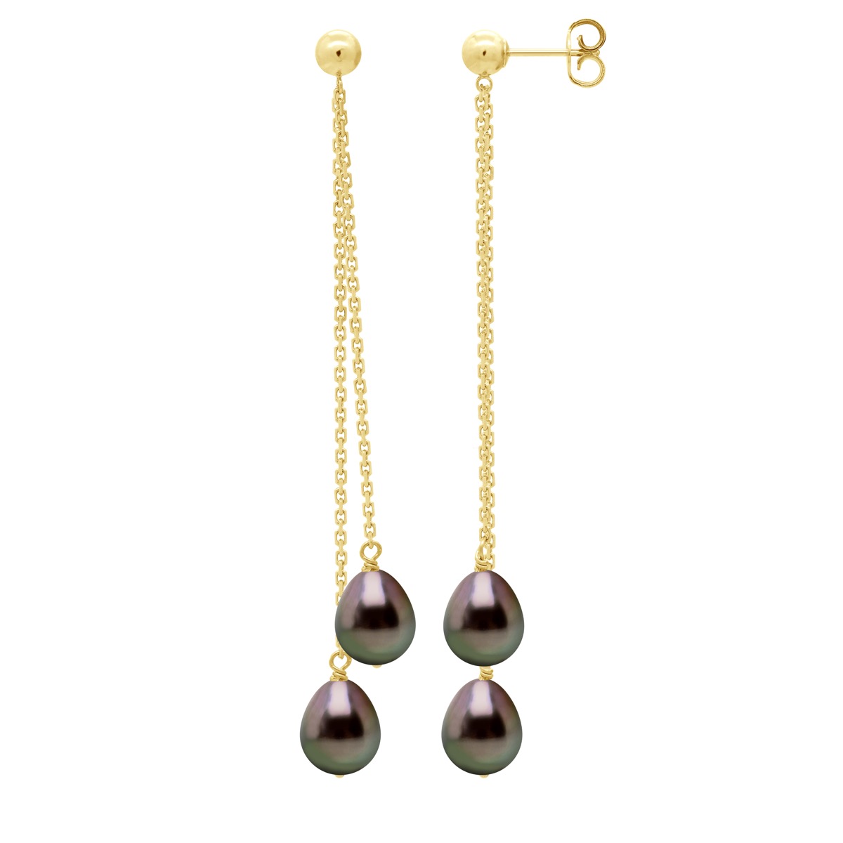 Ateliers Saint Germain Womens Hanging Earrings - Real Cultured Tahiti Pearls Pear 7-8 mm - Gold - One Size