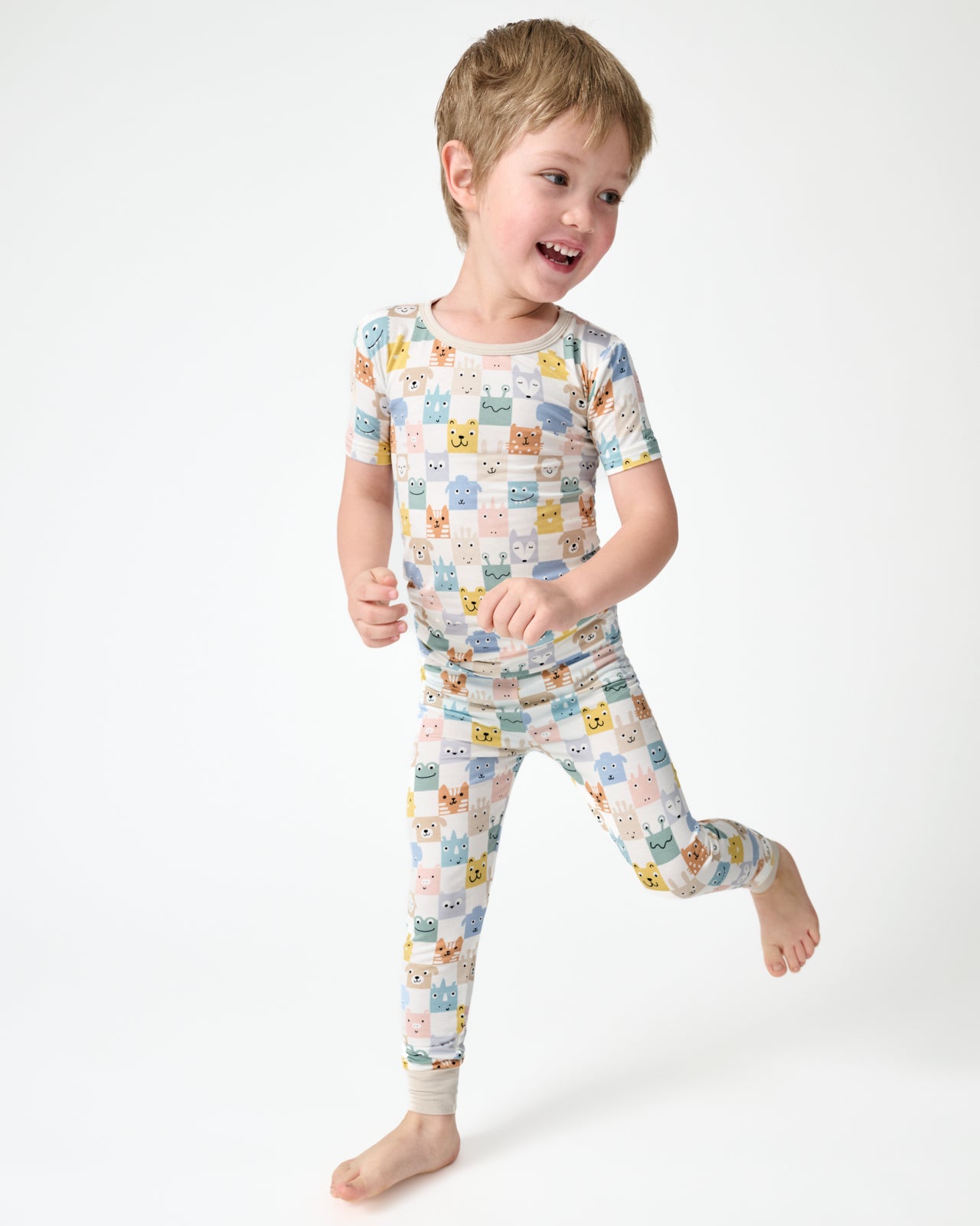 Check Mates Two-Piece Short Sleeve Pajama Set - 12/14