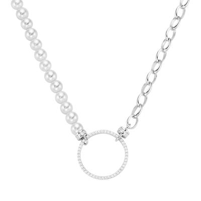 Giorgio Martello Milano - Collier mit weißen Muschelkern-Perlen und Zirkonia, Silber 925 Ketten 1 ct Silber Damen (138.99 € / 1 ct) Image