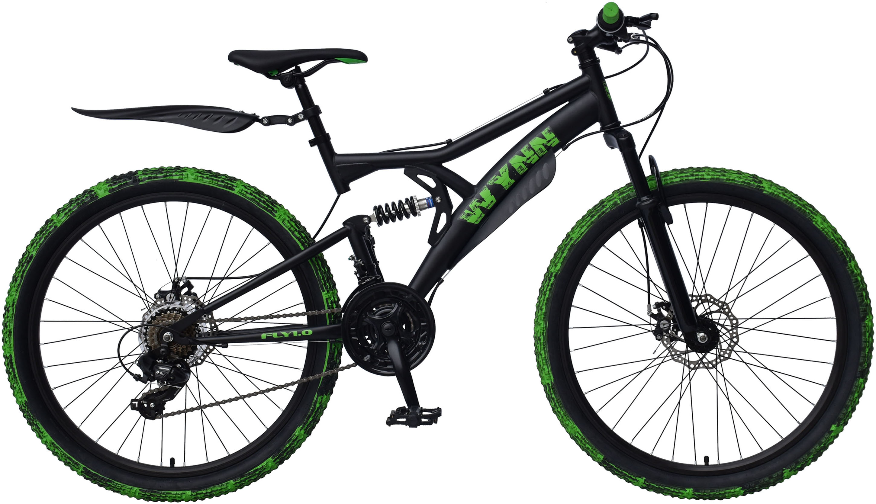 Mountainbike WYNN "FLY1.0" Gr. 46, schwarz (schwarz, schwarz), Fahrräder, 46cm, 26 Zoll (66,04cm) Image