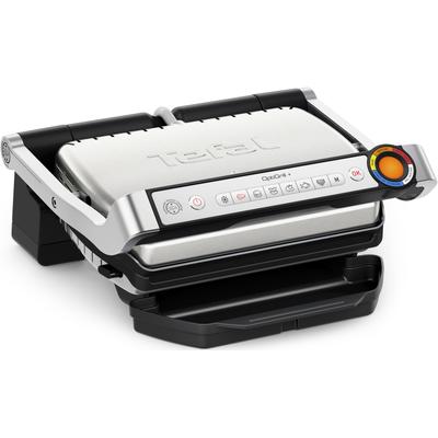 Kontaktgrill TEFAL "GC717D OptiGrill+", silber (gebürsteter edelstahl), B:36cm H:19cm T:34,6cm, Kontaktgrill_Standgrill_Tischgrill_Teppanyakigrill, erneuerte Kochstufenanzeige, 6 Automatikprogramme, inkl. Rezeptbuch Image