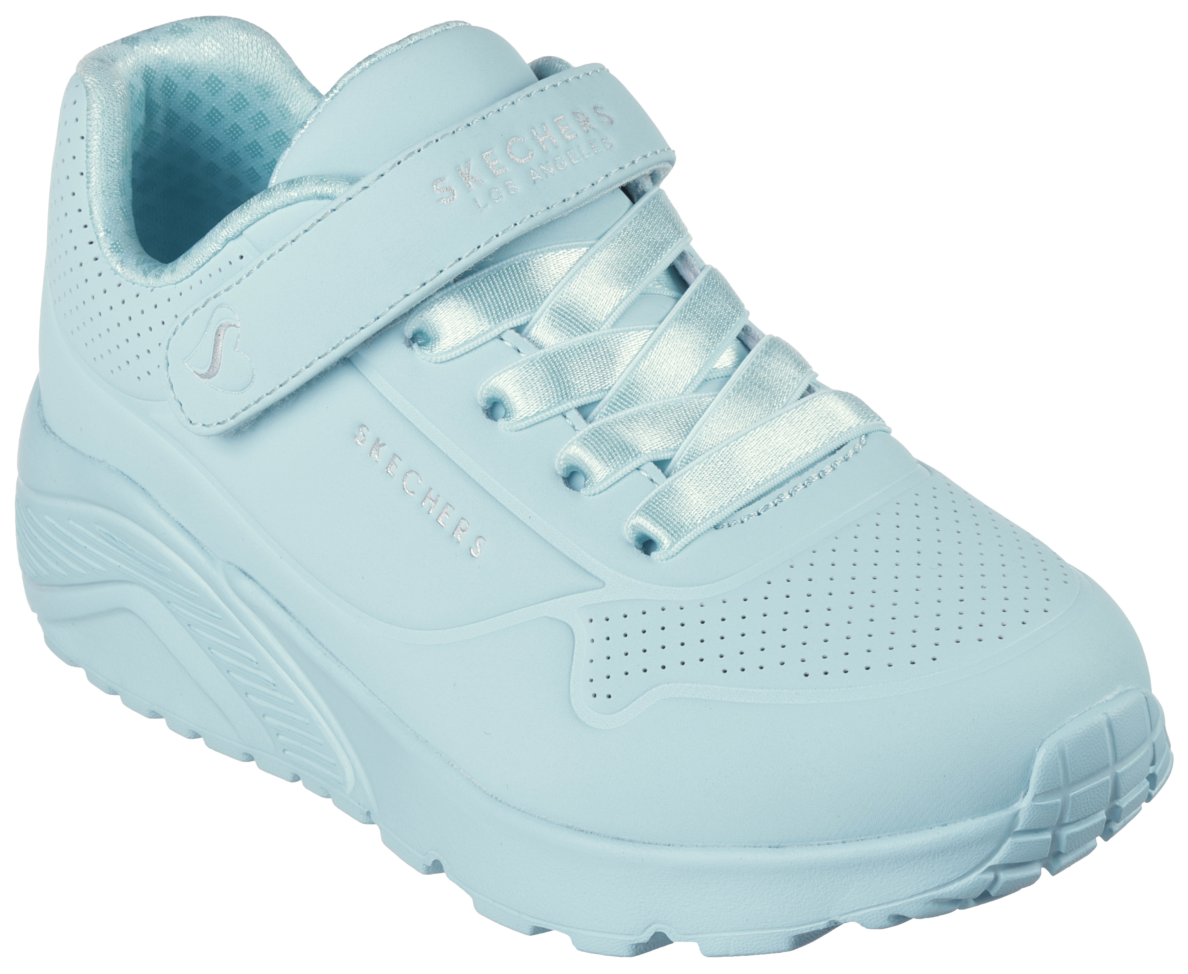 Sneaker SKECHERS "UNO LITE", Kinder, Gr. 35, blau (türkis), Lederimitat, Casual, Schuhe, Plateausneaker, Retro Sneaker, Klettschuh im Monochrome Look Image