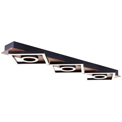 BRILLIANT LED Deckenleuchte "Maureen", schwarz (holz dunkel, schwarz matt), B:88cm H:6cm T:28cm, Lampen, 88 x 28 cm, 3900 lm, 3-Stufen-dimmbar, 3000 K, Metall/Holz Image