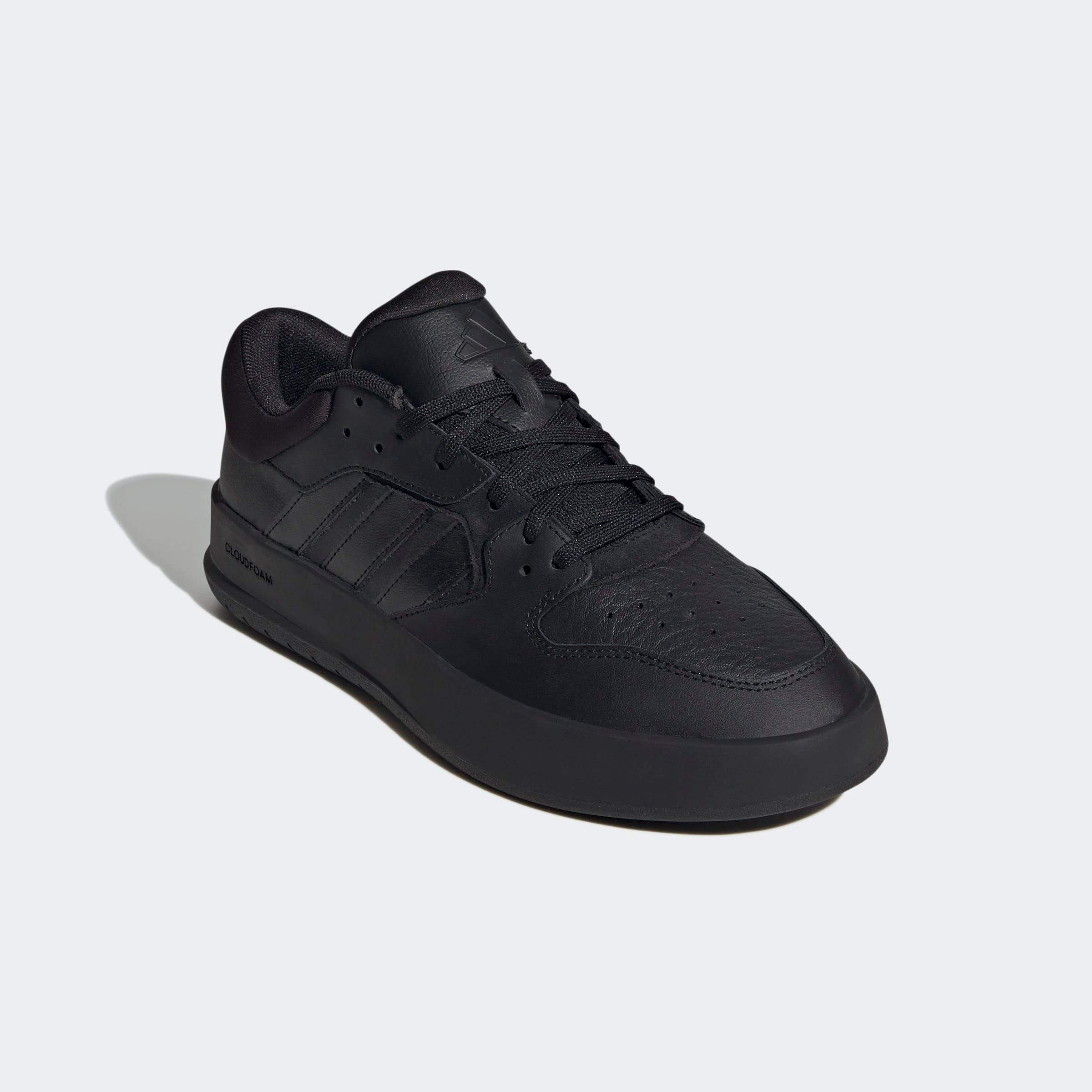 Sneaker ADIDAS SPORTSWEAR "COURT 24", Herren, Gr. 44,5, schwarz (core schwarz, core schwarz, core schwarz), Leder, Synthetik, Schuhe Sneaker