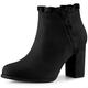 Perphy Women's Ruffle Block High Heels Ankle Boots Black 6 UK/Label Size 8 US