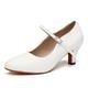 JUODVMP White Character Dance Shoes for Women Ankle Strap Stage Heels Modern Tango Latin Dancing Shoes 2 inches Heel,4.5 UK