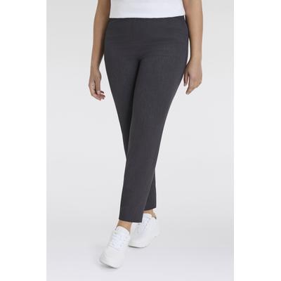 Schlupfhose KJBRAND "Schlupfhose Susie in Bi-Stretch, Kammgarnoptik", Damen, Gr. 46, N-Gr, grau (anthrazit), Web, Obermaterial: 63% Polyester, 35% Viskose, 2% Elasthan, feminin, Hosen, ideal für kräftige Oberschenkel Image