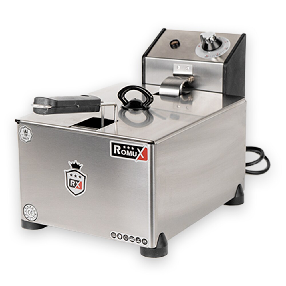 Romux® Elektrische Fritteuse Professionelle 5 Liter Tischgerät Einfach | Fritteuse aus Edelstahl 3500 W mit Sicherheitsthermostat Image