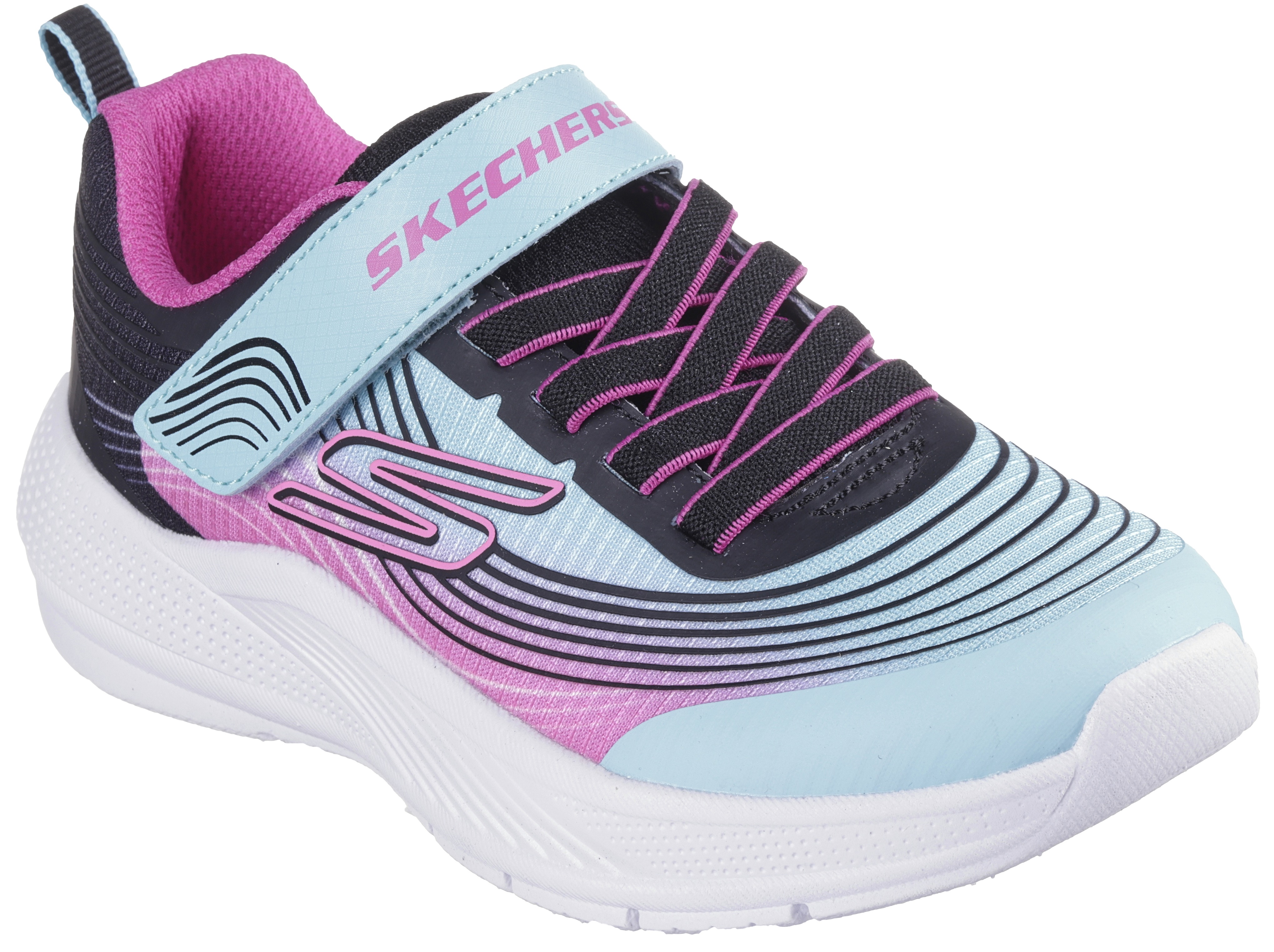 Sneaker SKECHERS "MICROSPEC ADVANCE", Mädchen, Gr. 32, blau (navy, multifarben), Synthetik, Textil, Schuhe Sneaker, Klettschuh, Freizeitschuh mit Gummizug und Klettverschluss