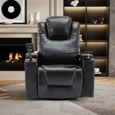 270° Swivel Power Recliner with Backrest, Tray Table, Phone Holder