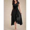 Femmes Robe maxi Robe en Dentelle Robe de Cocktail Robe d'invité de mariage Robe en Chiffon Élégant Formel robe demoiselle d honneur Cocktail Coupe régulière Manche Courte Col en V Noir Rose Claire