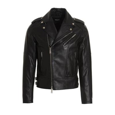 Leather Biker Jacket - Black - DSquared² Jackets