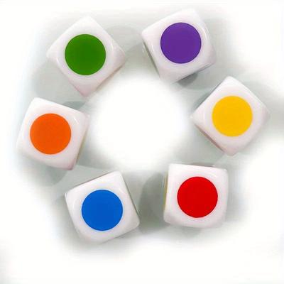 TEMU 10pcs/set 6 -sided Round Colour Game Dices, Family Party Entertainment Game Dices