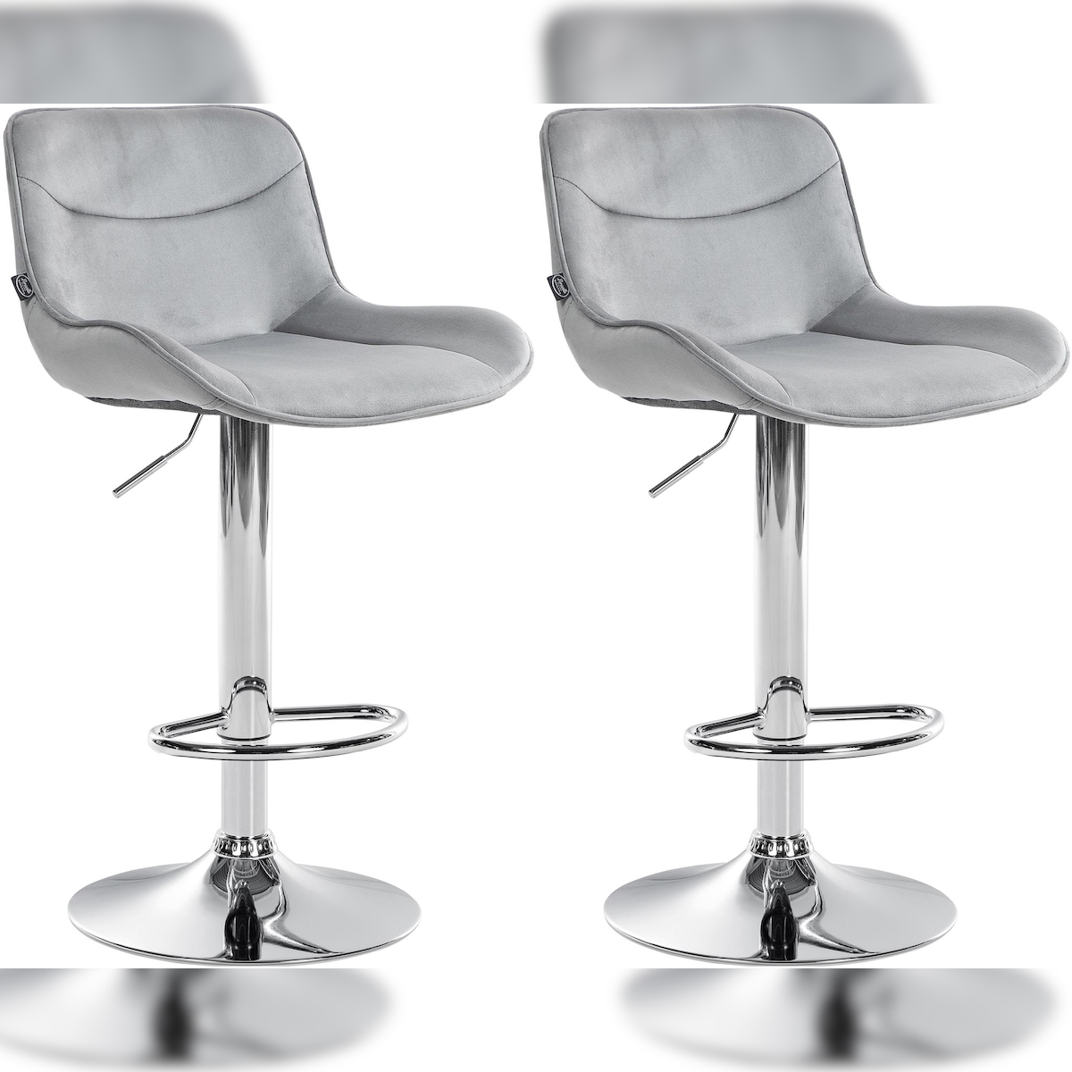 CLP 2er Set Barhocker Vonore Samt grau/chrom Image
