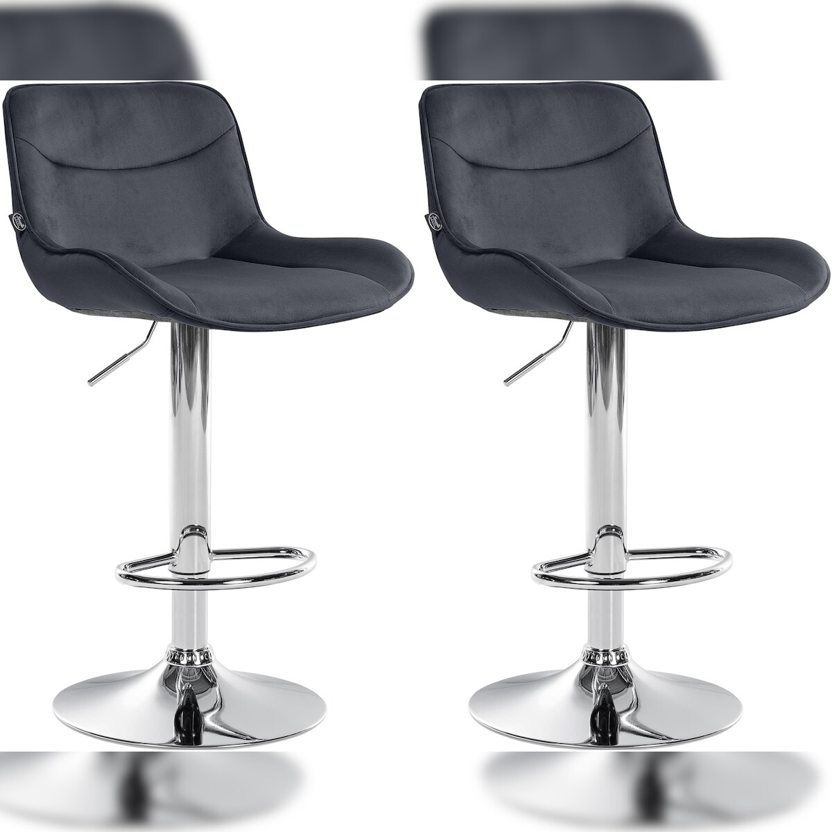 CLP 2er Set Barhocker Vonore Samt schwarz/chrom Image