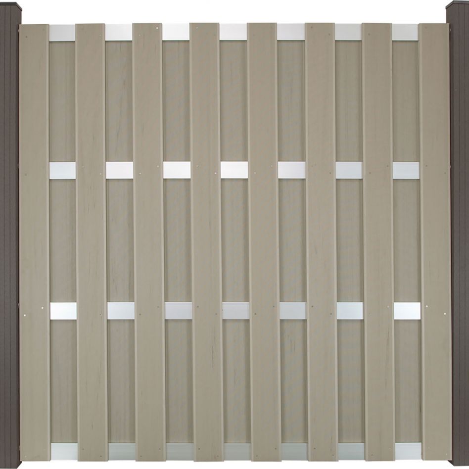 GroJa Fertigzaun Sichtschutzzaun Bi-Color Sand Sichtschutz Lamellenzaun Image