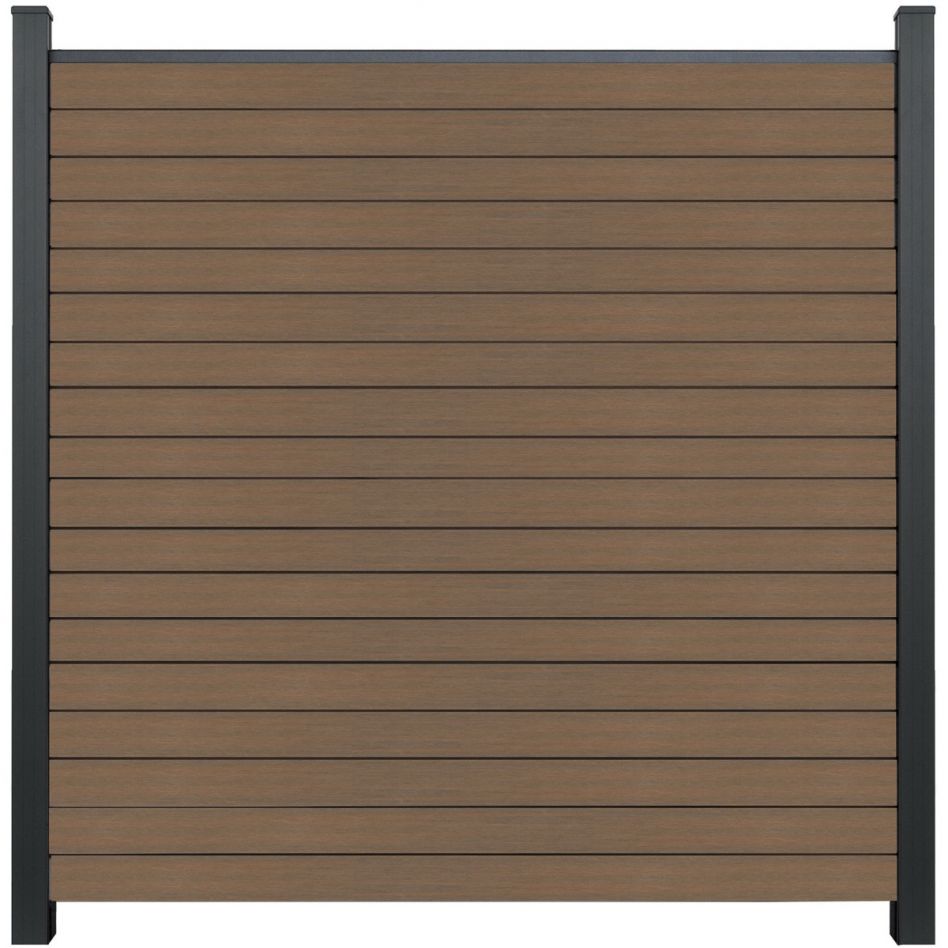 GroJa Solid Rhombus BPC-Steckzaun Sichtschutzzaun Teak co-extrudiert Sichtschutz Rhombuszaun Image